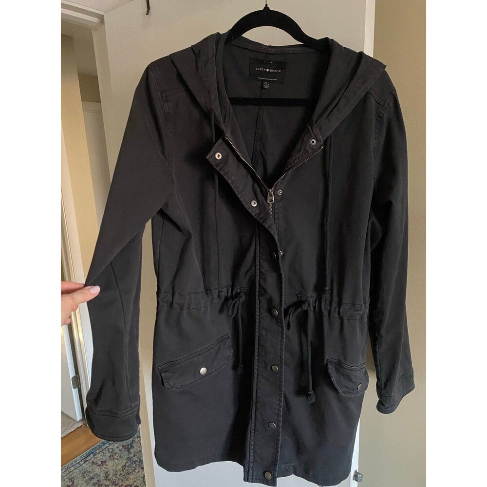 Lucky Brand Black Lyocell Utility Jacket Stretch Medium Fall Spring Womens Coat
